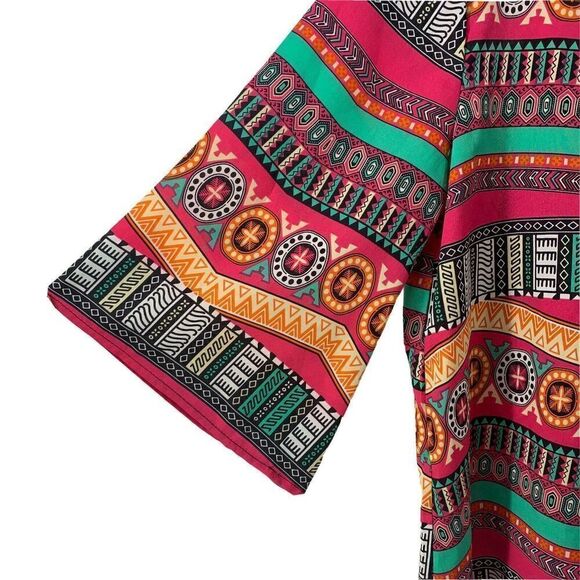 Bellamie Colorful Aztec Shift Dress 3/4 Sleeves M - Picture 3 of 5